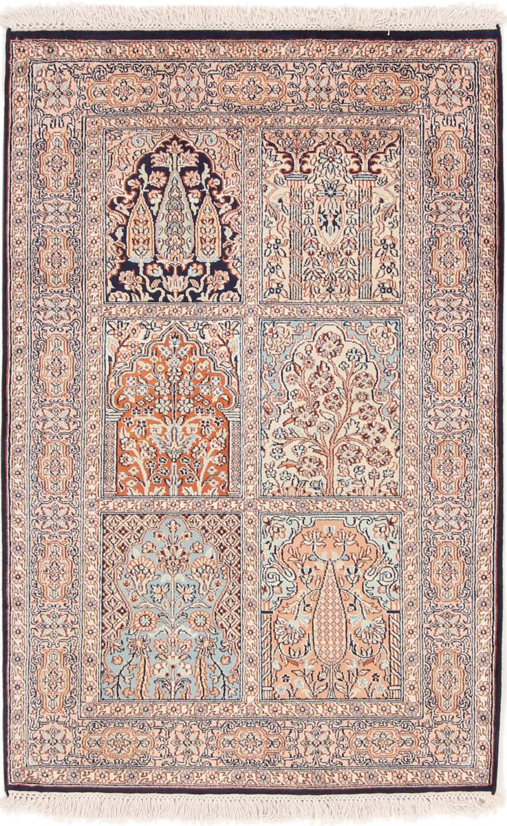 Tapis indien Cachemire Soie 3'11"x2'7" 3'11"x2'7", Tapis persan Noué à la main