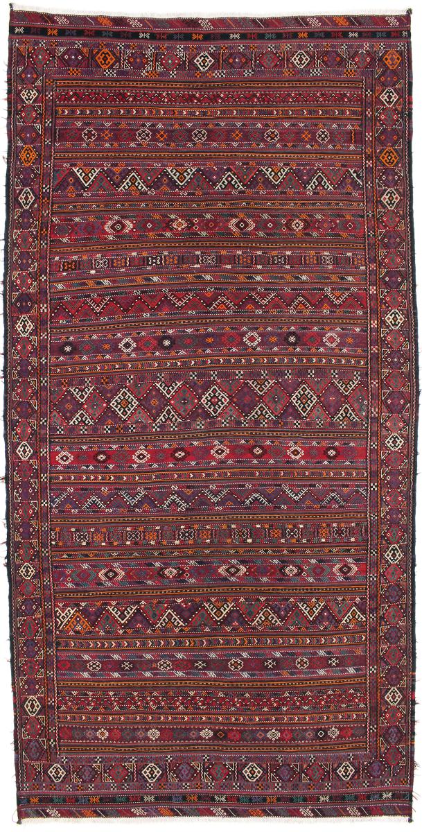 Persisk tæppe Kelim Fars 388x194 388x194, Persisk tæppe Håndvævet