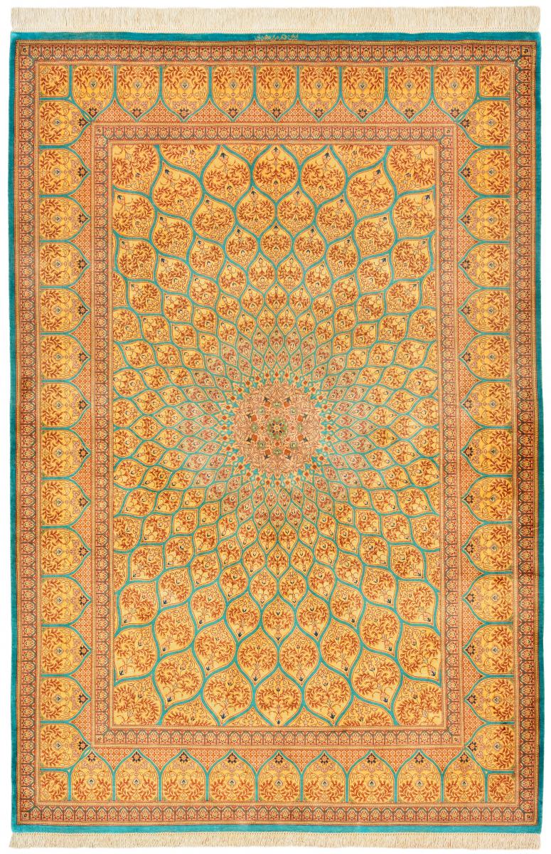 Persian Rug Qum Silk 201x134 201x134, Persian Rug Knotted by hand