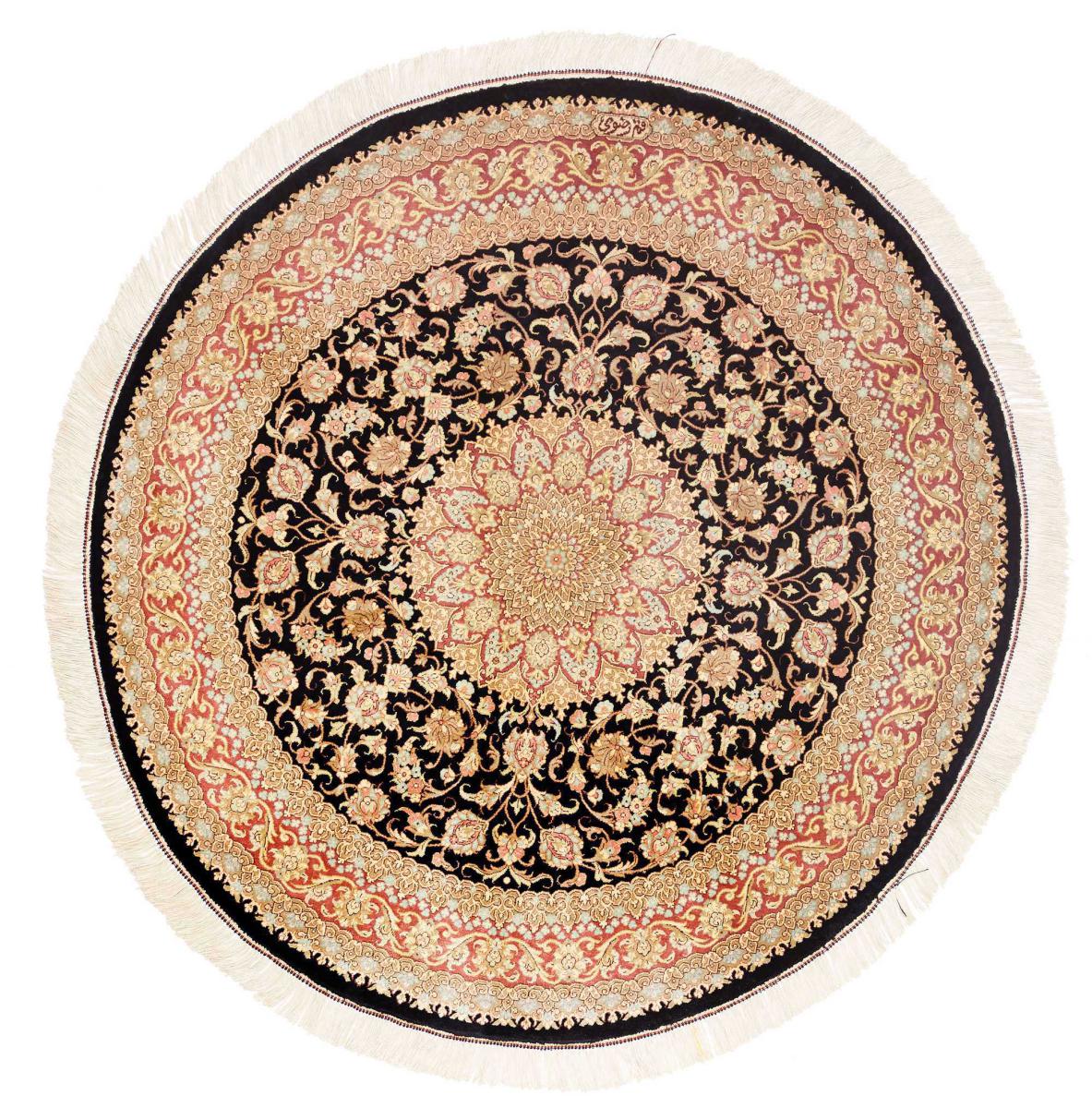 Persisk tæppe Ghom Silke 99x99 99x99, Persisk tæppe Knyttet i hånden