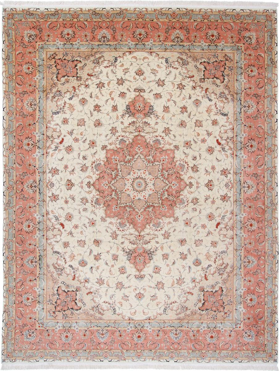 Tapete persa Tabriz 50Raj Fio de Seda 12'8"x9'9" 12'8"x9'9", Tapete persa Atado à mão