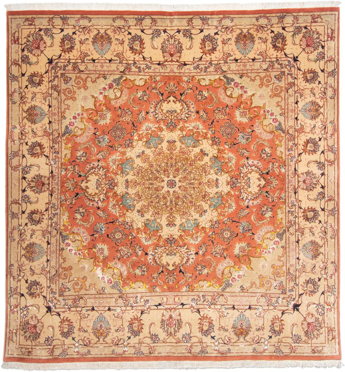 Tapete persa Tabriz 50Raj 208x197 208x197, Tapete persa Atado à mão