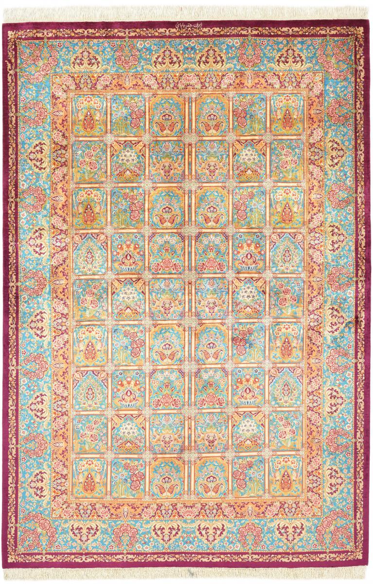 Tappeto persiano Qum di Seta 197x134 197x134, Tappeto persiano Annodato a mano