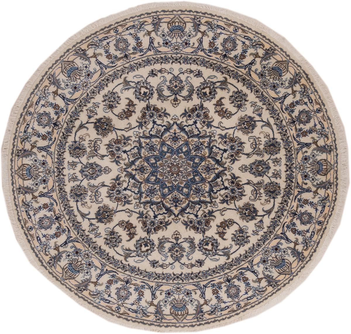 Persian Rug Nain 6'4"x6'4" 6'4"x6'4", Persian Rug Knotted by hand