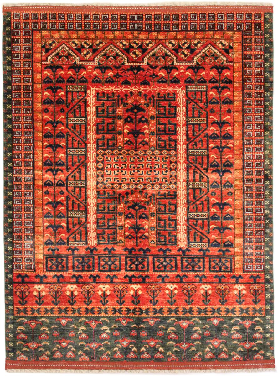 Afghan rug Ozbeki 195x159 195x159, Persian Rug Knotted by hand
