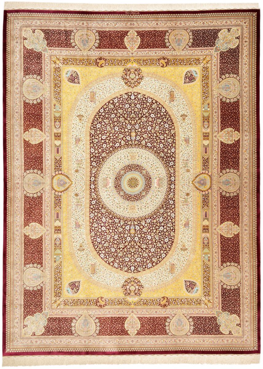 Persialainen matto Ghom Silkki 391x293 391x293, Persialainen matto Solmittu käsin