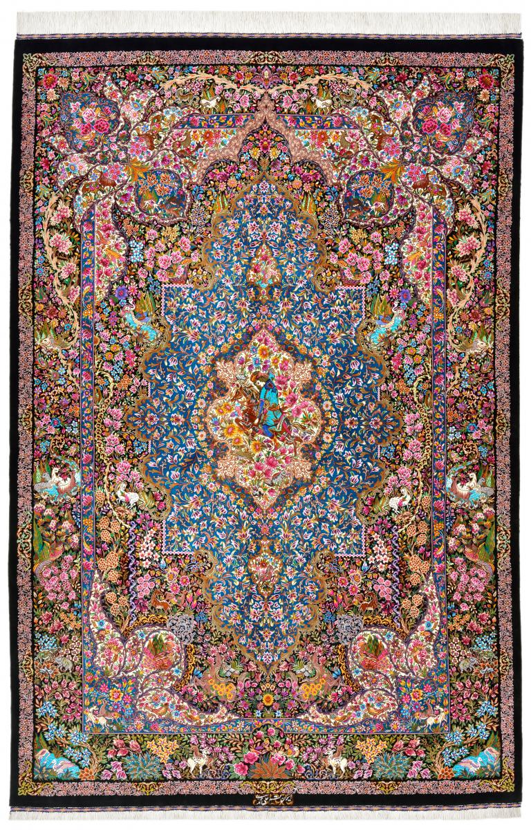 Perzisch tapijt Qum Zijde 202x137 202x137, Perzisch tapijt Handgeknoopte