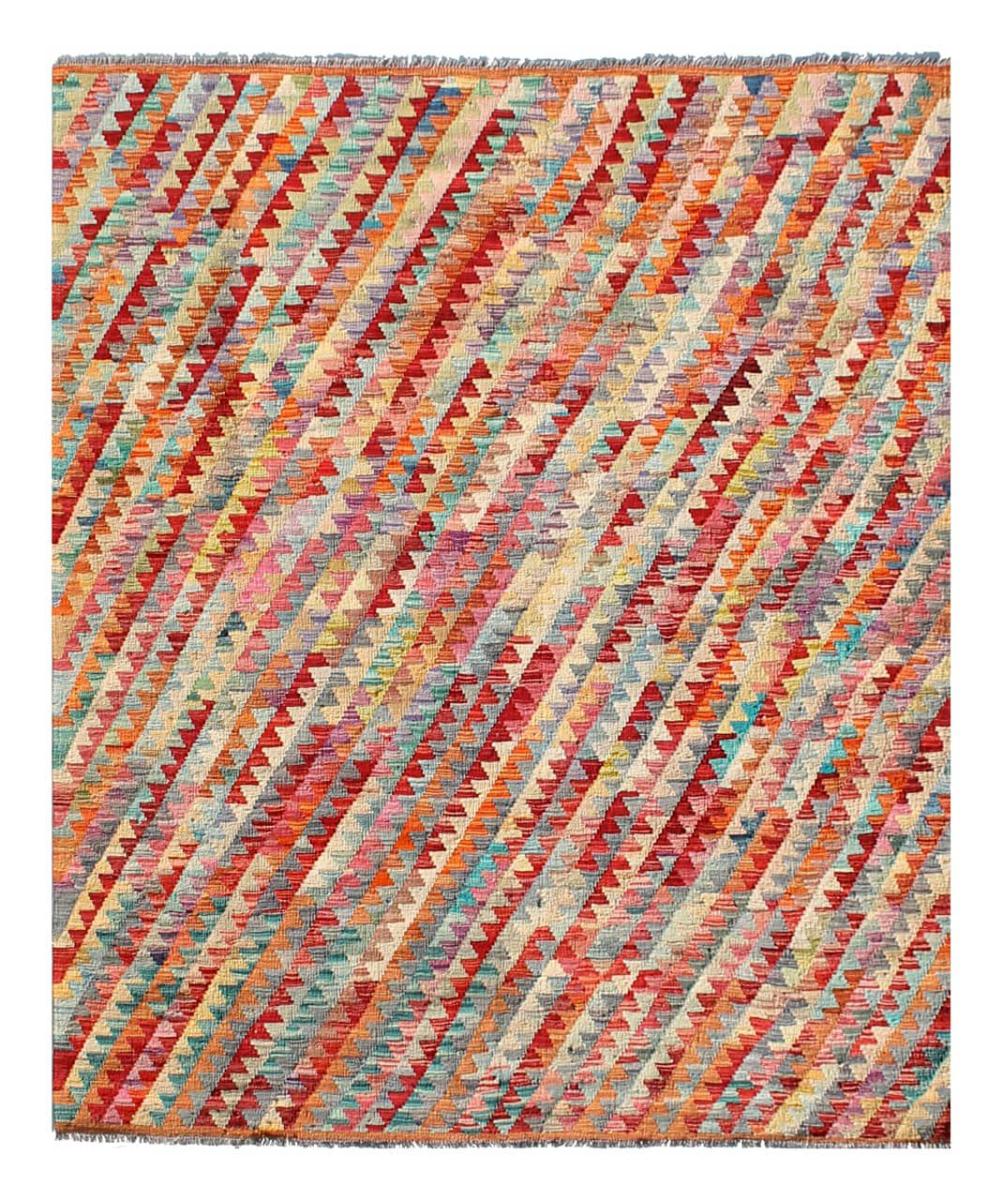 Afghan rug Kilim Afghan 8'0"x6'3" 8'0"x6'3", Persian Rug Woven by hand