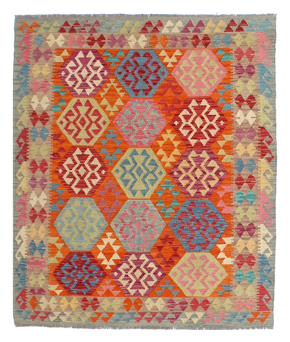 Afghan rug Kilim Afghan 6'11"x5'2" 6'11"x5'2", Persian Rug Woven by hand