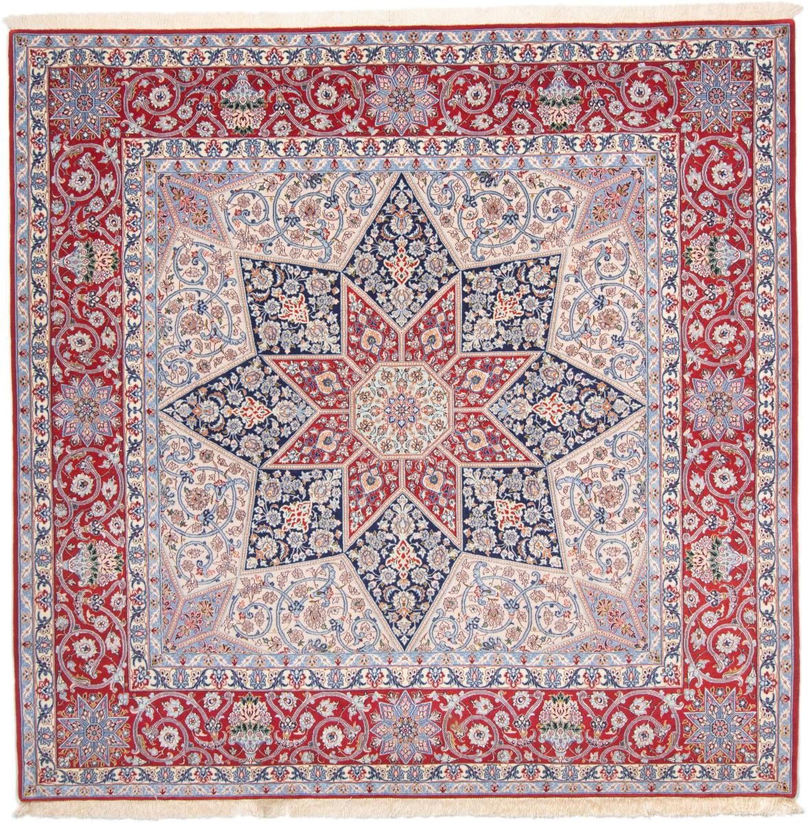 Tapete persa Isfahan Fio de Seda 206x201 206x201, Tapete persa Atado à mão