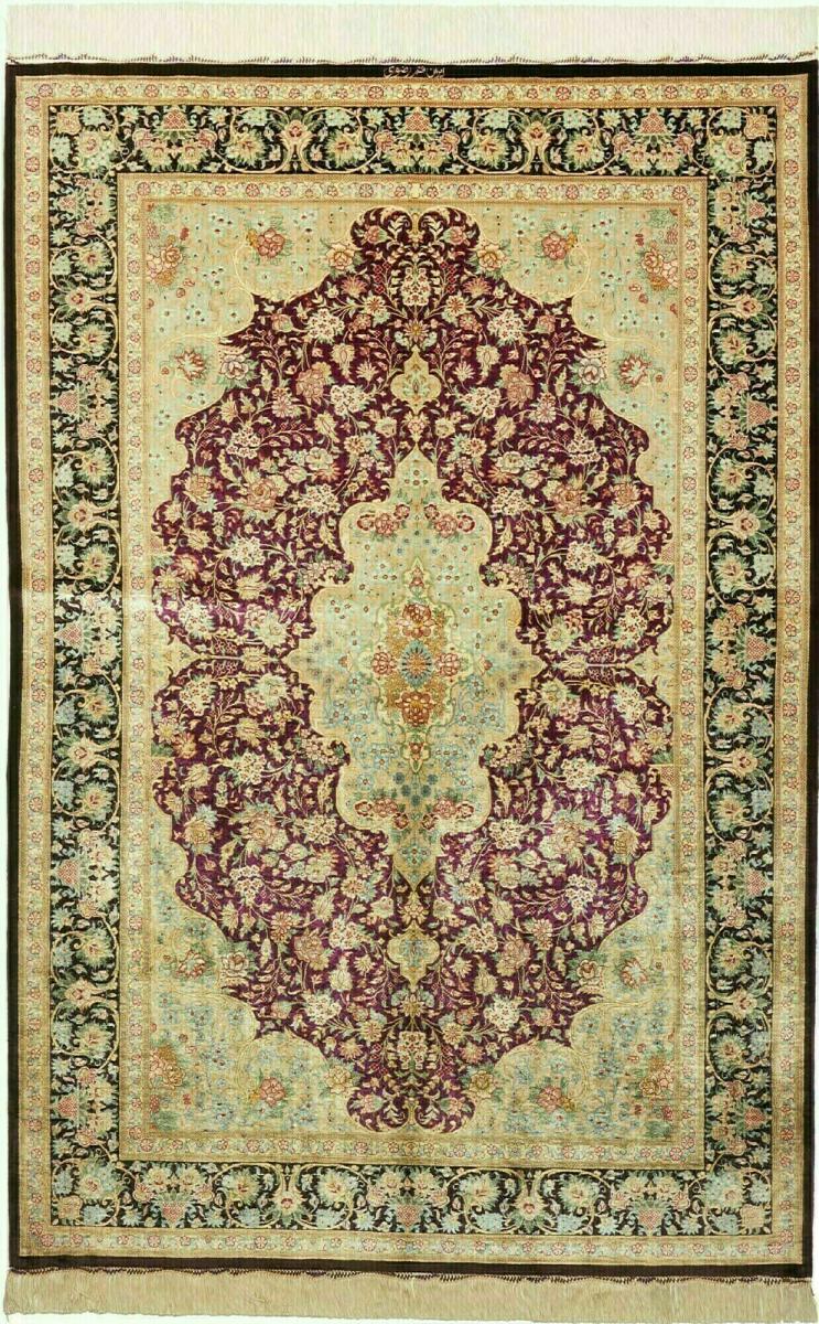 Persian Rug Qum Silk 200x134 200x134, Persian Rug Knotted by hand