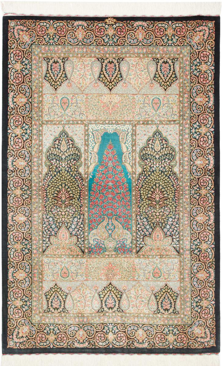 Persisk tæppe Ghom Silke 164x106 164x106, Persisk tæppe Knyttet i hånden