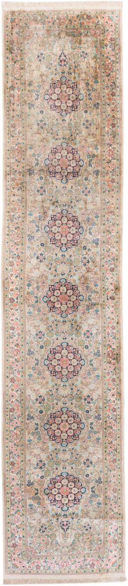 Tapis indien Cachemire Soie 376x80 376x80, Tapis persan Noué à la main