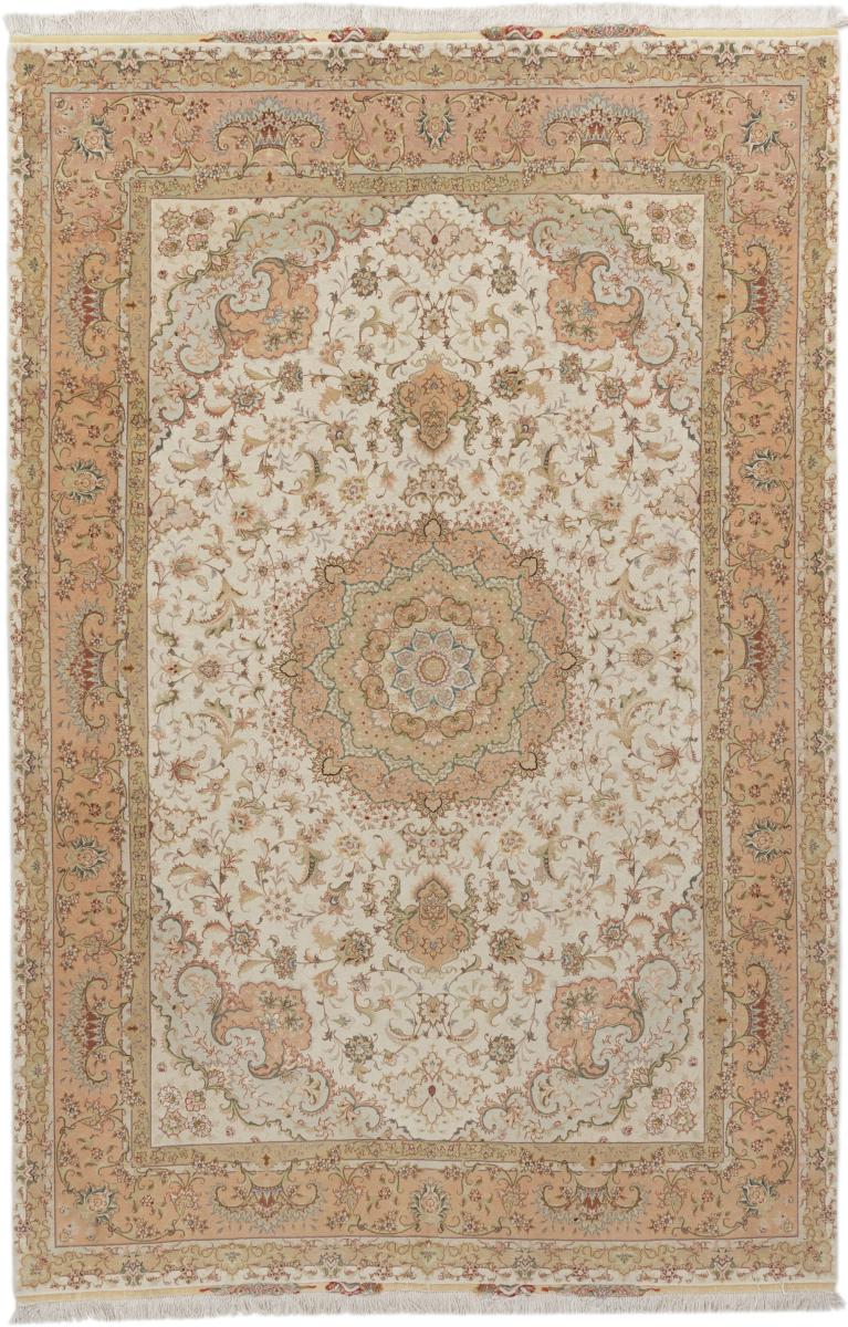 Tapete persa Tabriz 60Raj Fio de Seda 9'11"x6'8" 9'11"x6'8", Tapete persa Atado à mão