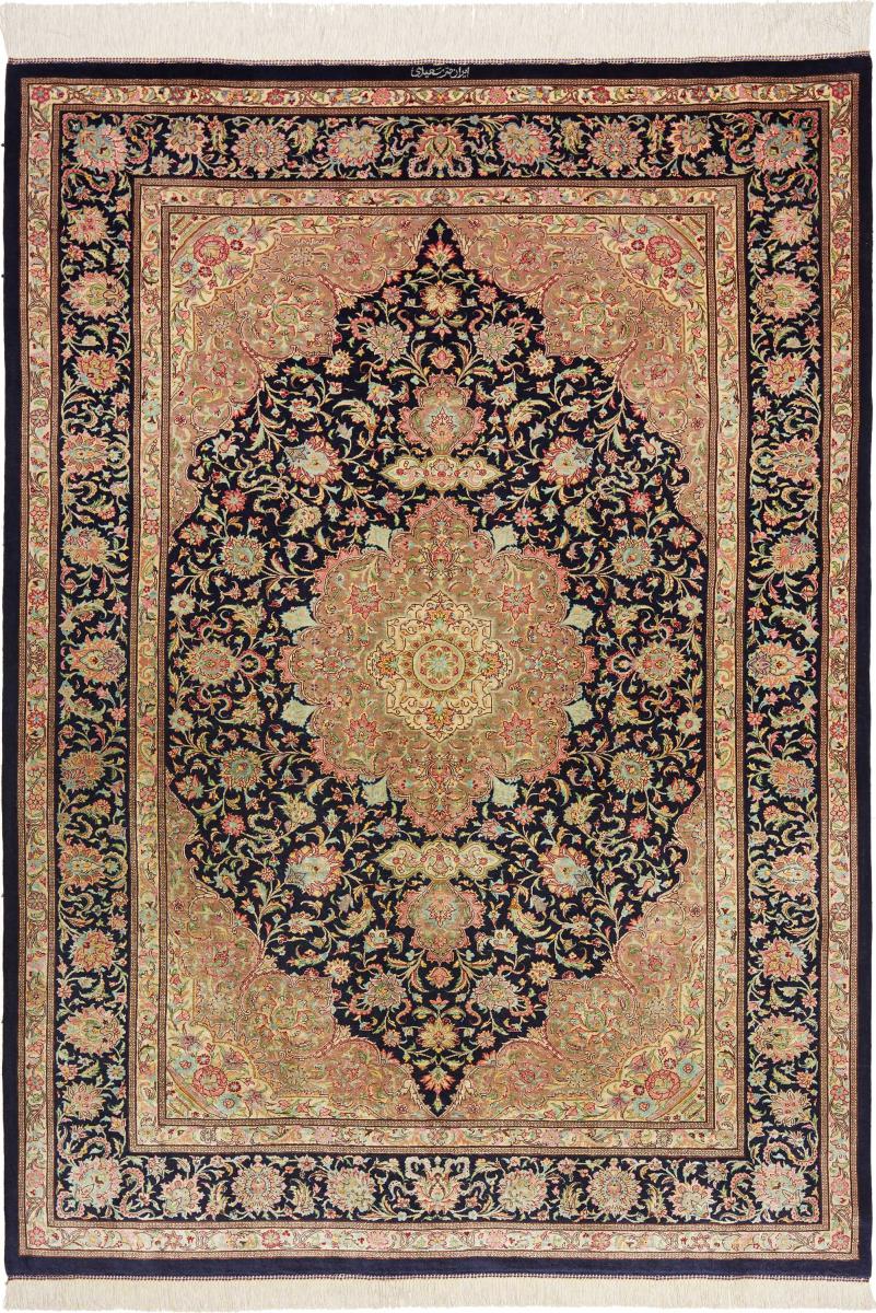 Persisk tæppe Ghom Silke 193x137 193x137, Persisk tæppe Knyttet i hånden