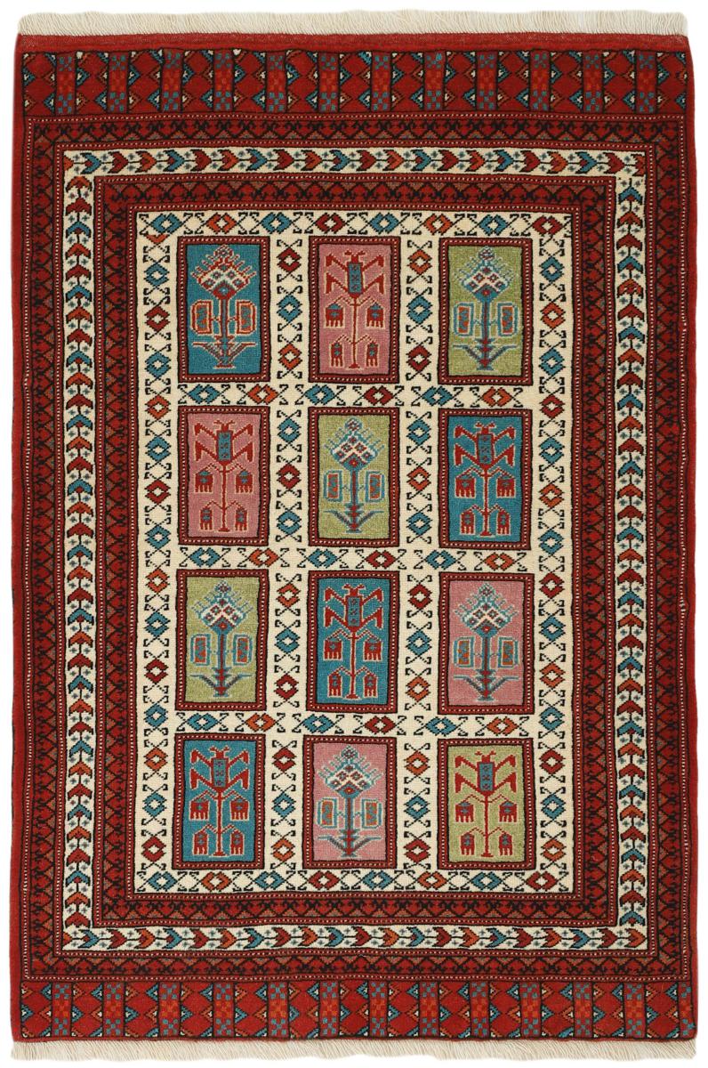 Tapis persan Turkaman 4'0"x2'9" 4'0"x2'9", Tapis persan Noué à la main
