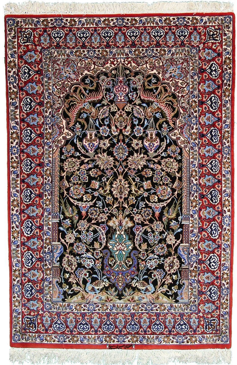 Perzsa szőnyeg Iszfahán Selyemfonal 5'6"x3'8" 5'6"x3'8", Perzsa szőnyeg Kézzel csomózva