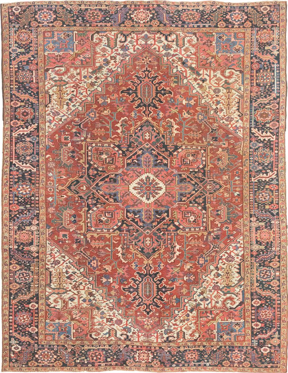 Persian Rug Heriz Antique 12'1"x9'3" 12'1"x9'3", Persian Rug Knotted by hand