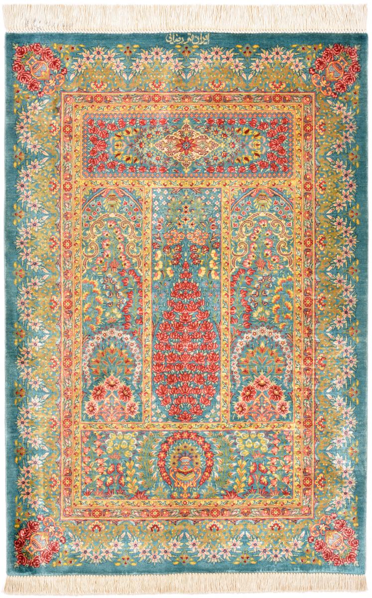 Perzisch tapijt Qum Zijde 89x62 89x62, Perzisch tapijt Handgeknoopt