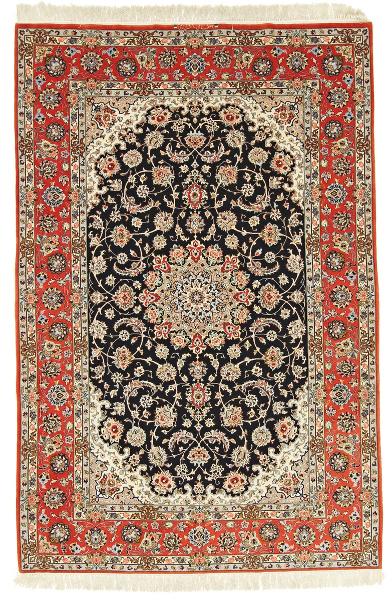 Perzsa szőnyeg Iszfahán Selyemfonal 7'8"x5'1" 7'8"x5'1", Perzsa szőnyeg Kézzel csomózva