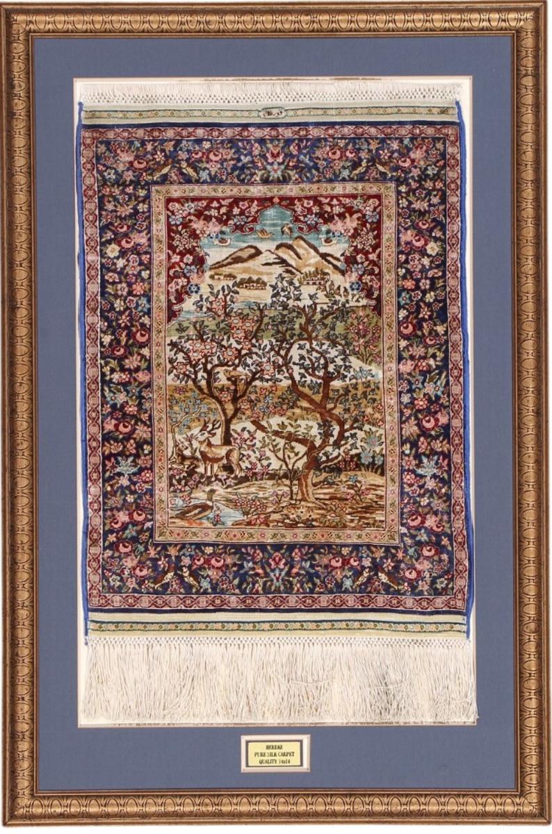 Chinese rug Hereke Silk 44x34 44x34, Persian Rug Knotted by hand