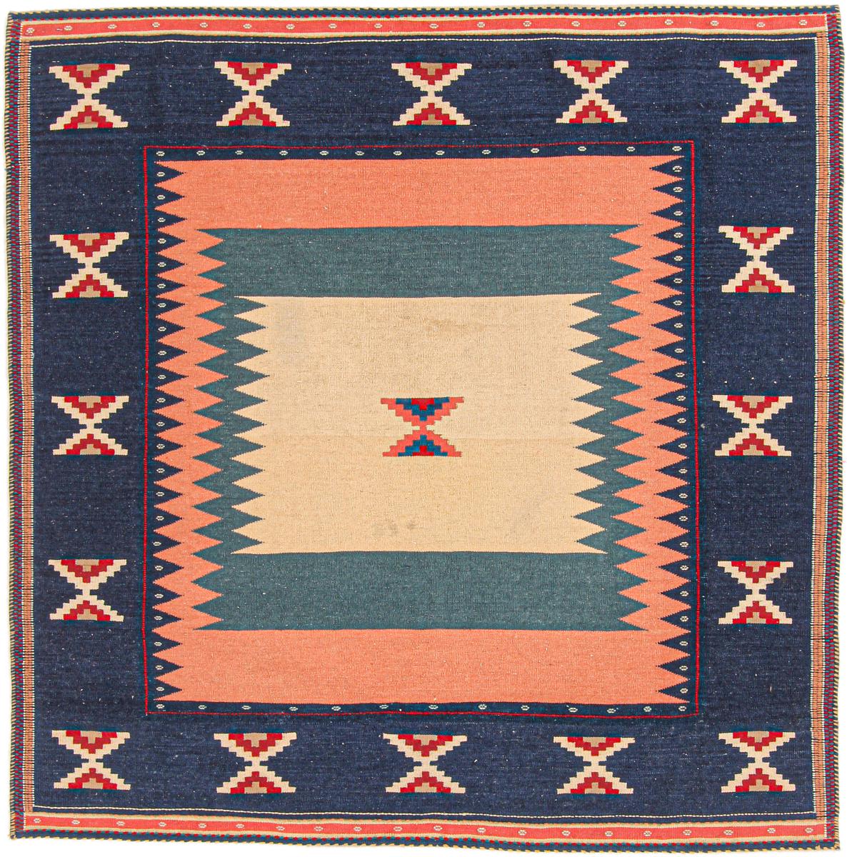 Tapete persa Kilim Fars 4'9"x4'8" 4'9"x4'8", Tapete persa Tecido à mão