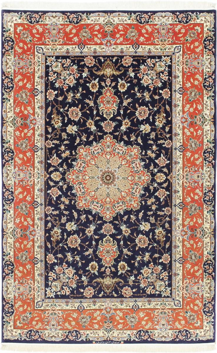 Tappeto persiano Isfahan Firmato Ordito in Seta 226x144 226x144, Tappeto persiano Annodato a mano