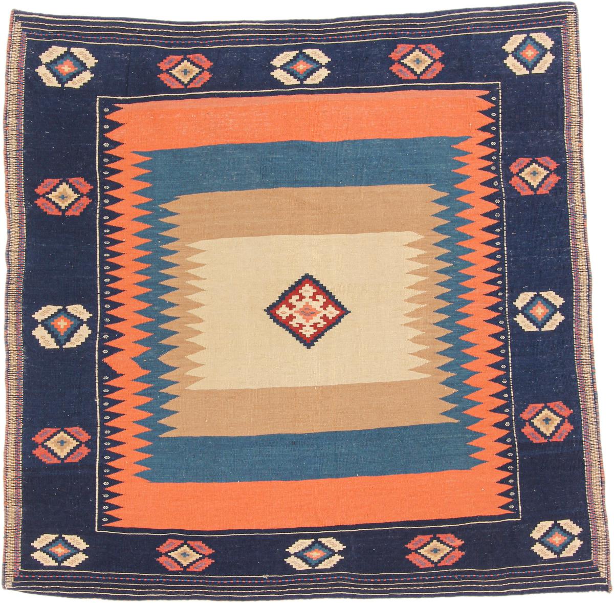 Tapete persa Kilim Fars 140x141 140x141, Tapete persa Tecido à mão