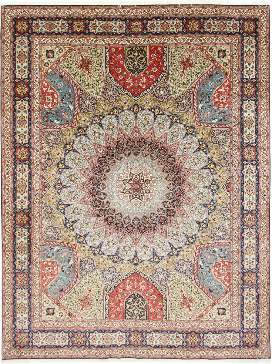 Tapete persa Tabriz 50Raj 13'1"x9'11" 13'1"x9'11", Tapete persa Atado à mão