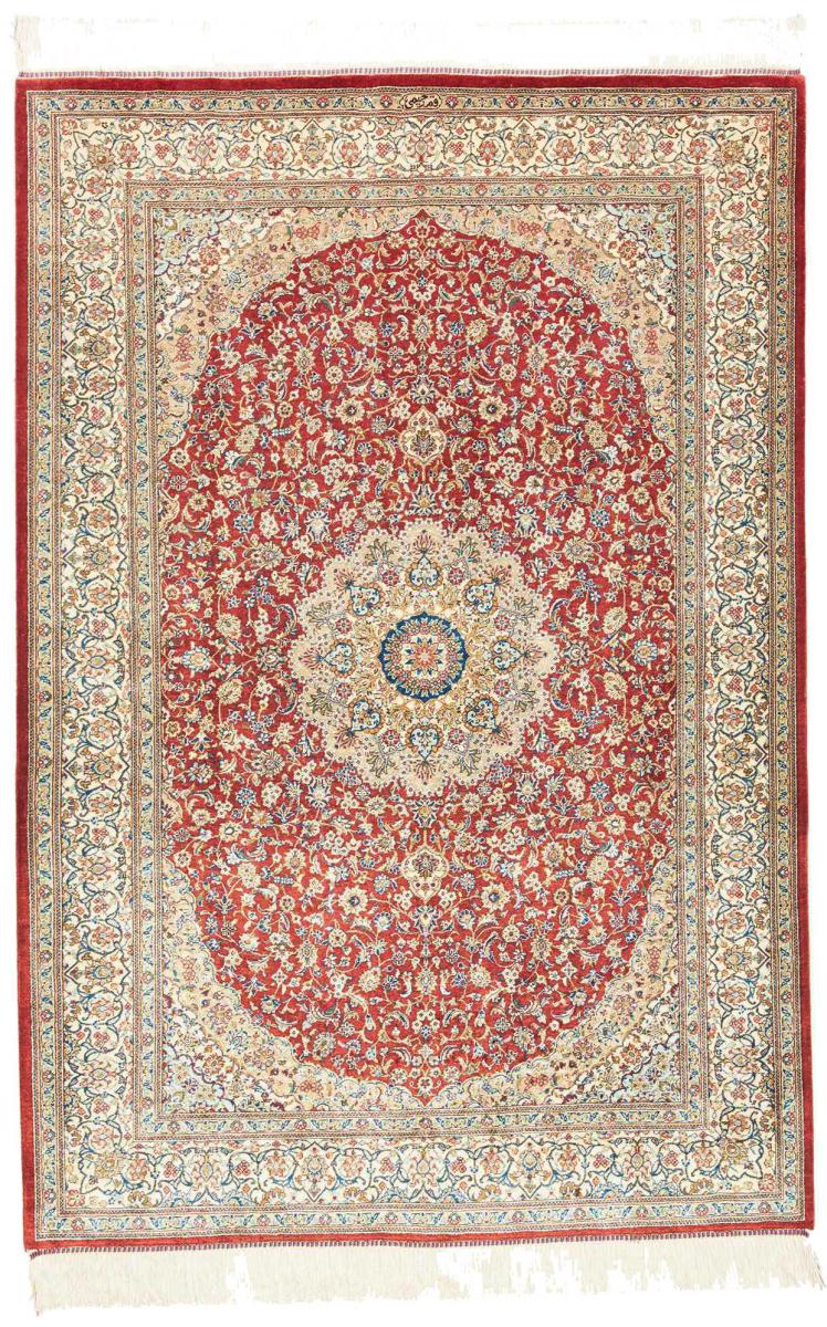 Persisk tæppe Ghom Silke 145x104 145x104, Persisk tæppe Knyttet i hånden