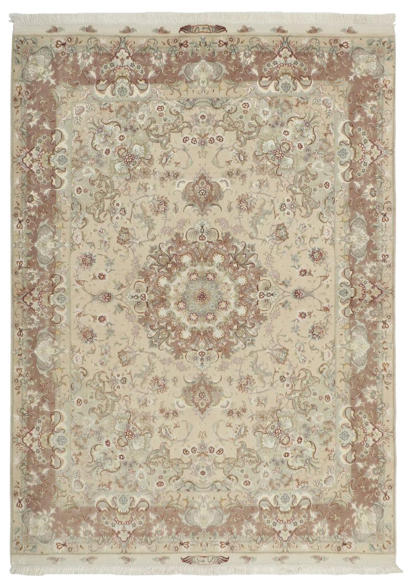 Persian Rug Tabriz 50Raj Silk Warp 6'9"x4'11" 6'9"x4'11", Persian Rug Knotted by hand