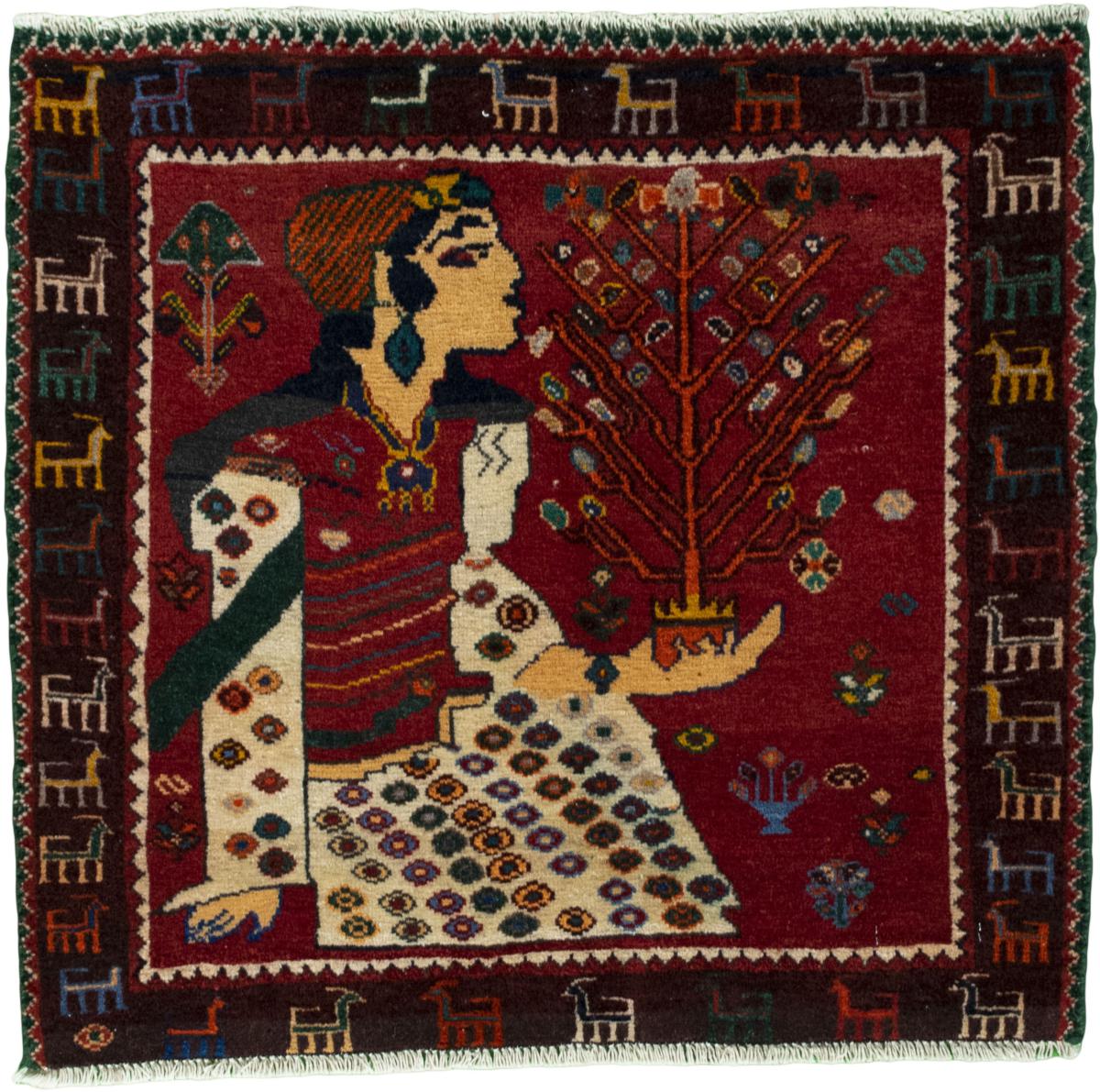 Tapis persan Shiraz 61x68 61x68, Tapis persan Noué à la main