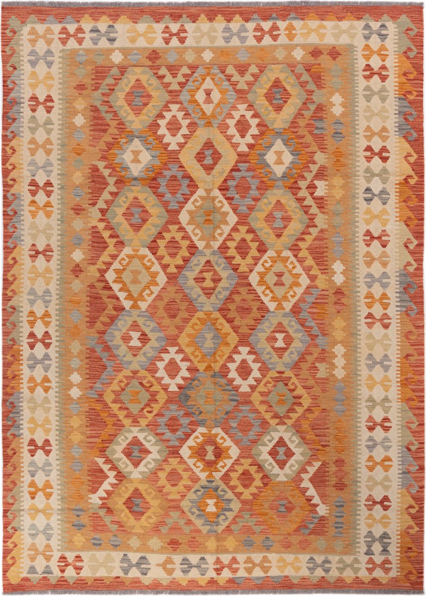 Afghansk tæppe Kelim Afghan 245x178 245x178, Persisk tæppe Håndvævet
