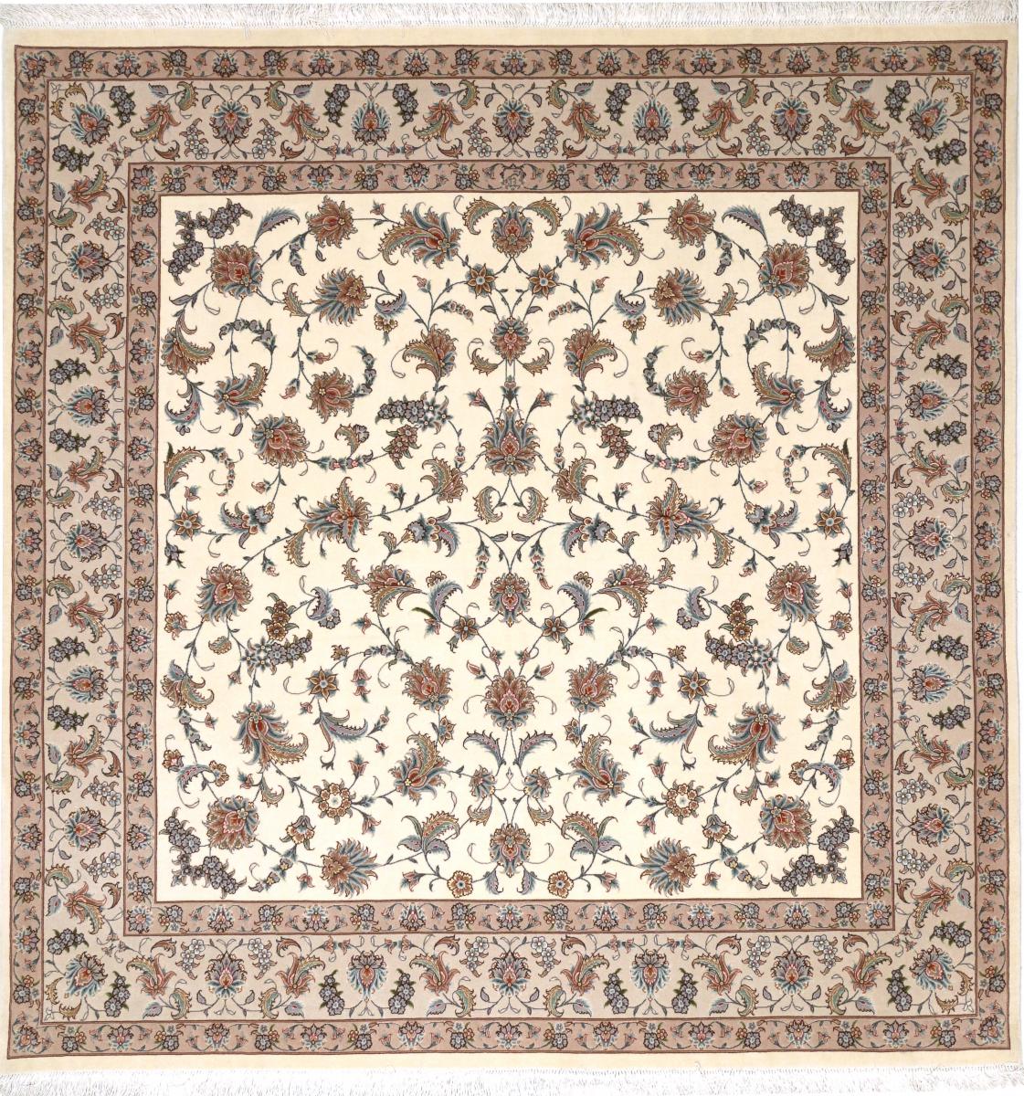 Tapete persa Tabriz 50Raj Fio de Seda 209x204 209x204, Tapete persa Atado à mão