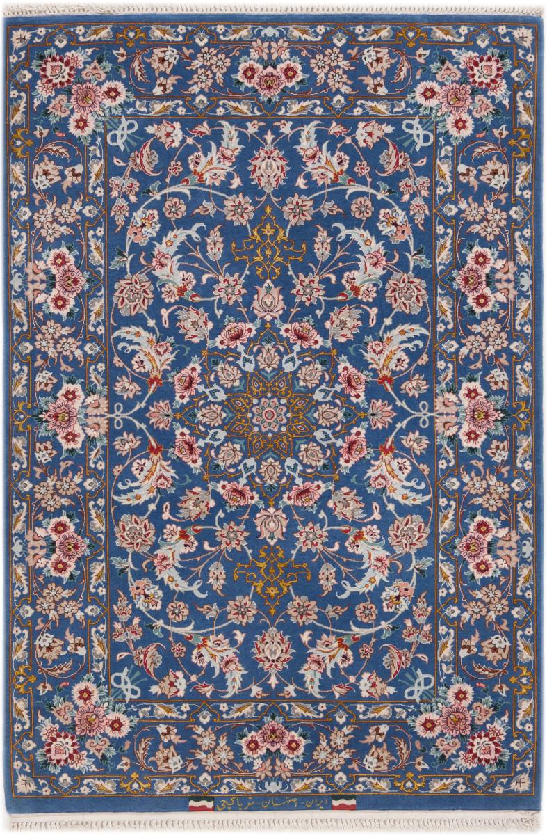 Persian Rug Isfahan Silk Warp Signed 125x85 125x85, Persian Rug Knotted by hand
