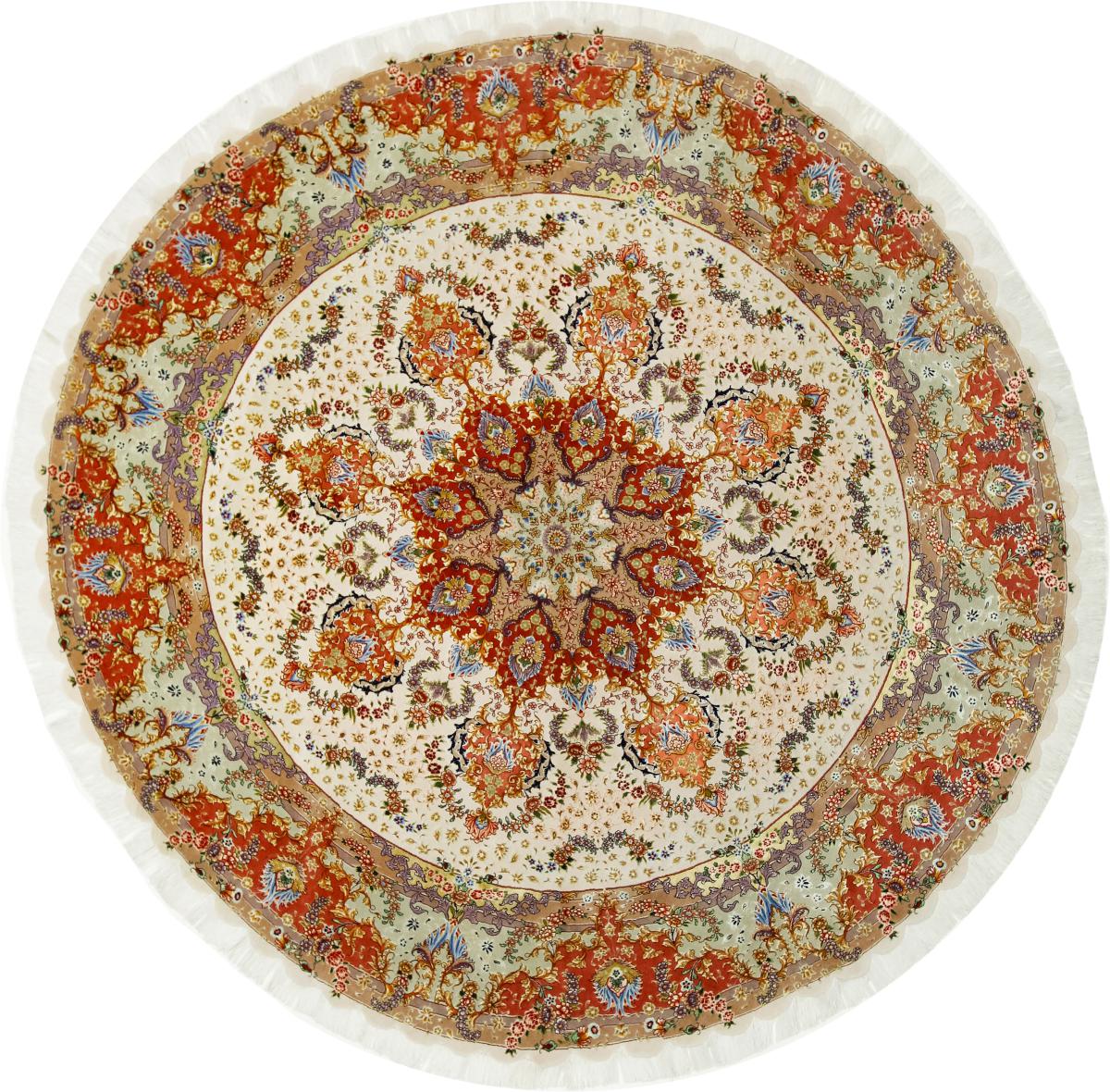 Persian Rug Tabriz 50Raj 9'9"x9'9" 9'9"x9'9", Persian Rug Knotted by hand