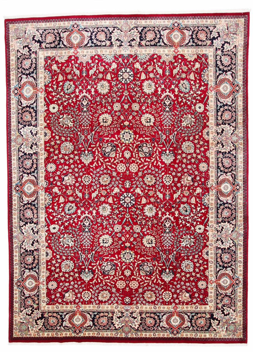 Tapete persa Tabriz 50Raj Fio de Seda 12'11"x9'7" 12'11"x9'7", Tapete persa Atado à mão