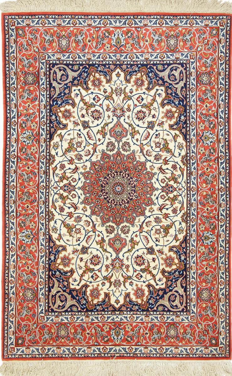 Tapete persa Isfahan Fio de Seda 5'5"x3'7" 5'5"x3'7", Tapete persa Atado à mão