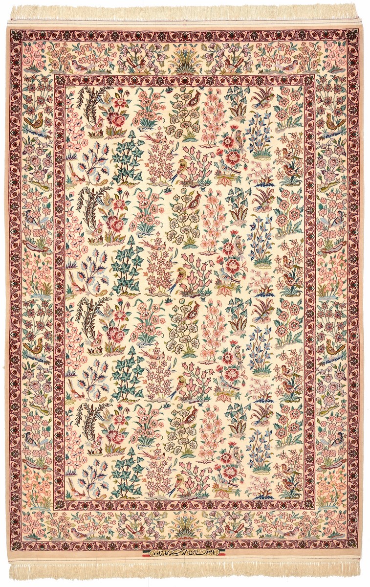 Perzisch tapijt Isfahan Zijden Pool 222x150 222x150, Perzisch tapijt Handgeknoopte