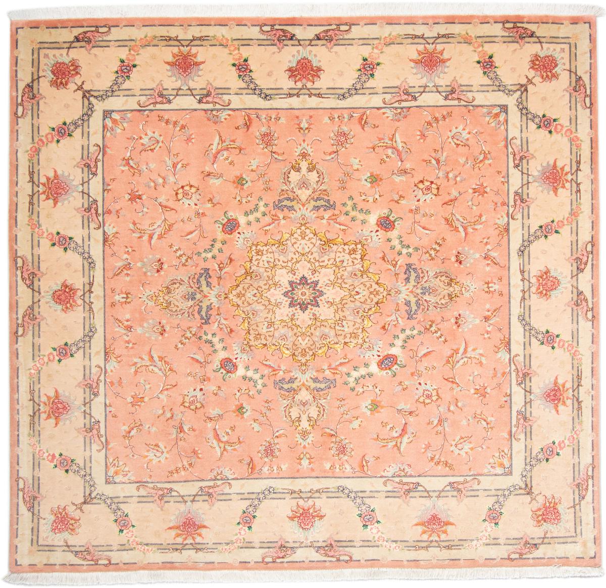 Tapete persa Tabriz 50Raj 205x193 205x193, Tapete persa Atado à mão