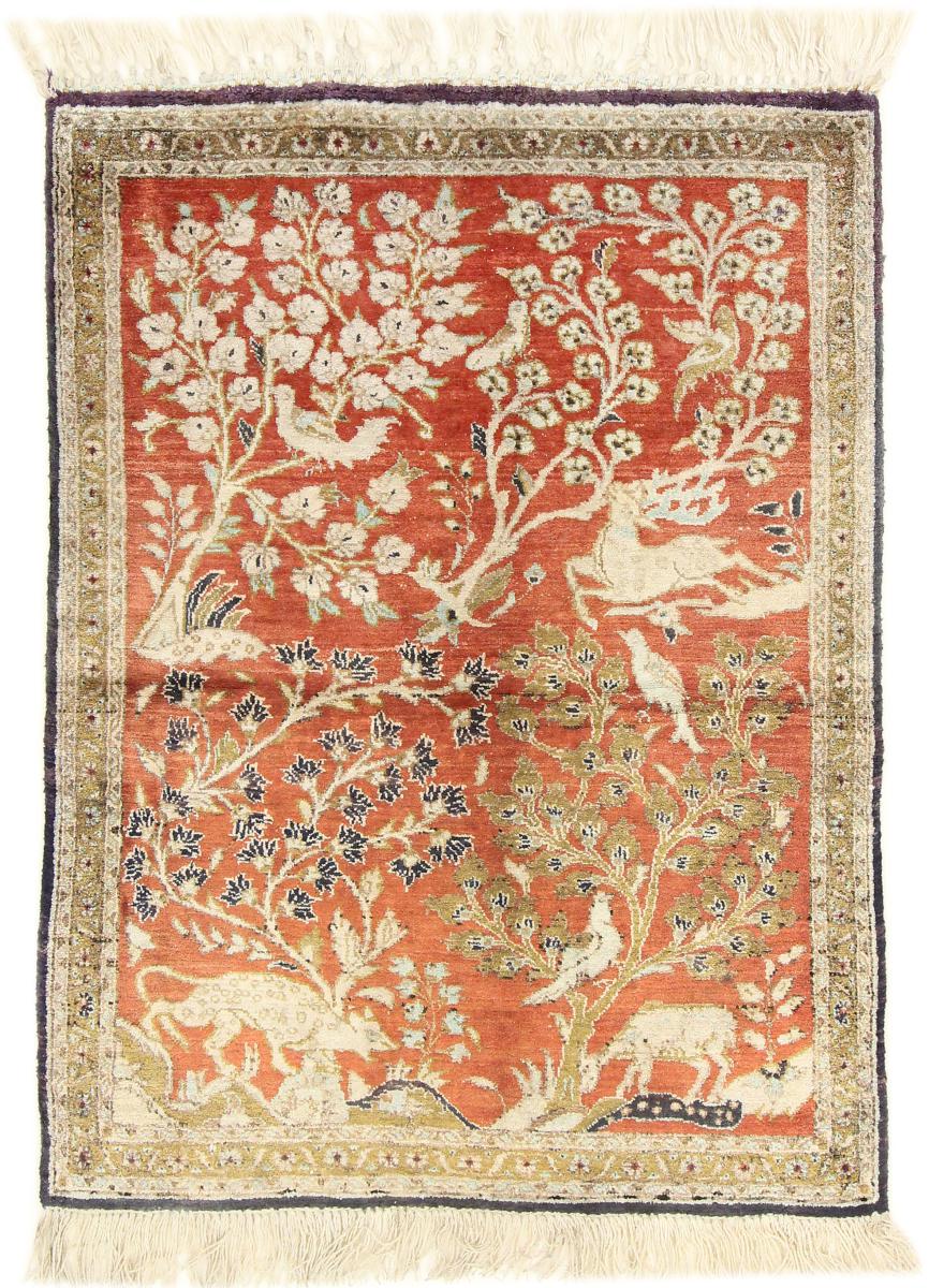 Persisk tæppe Ghom Silke 74x55 74x55, Persisk tæppe Knyttet i hånden