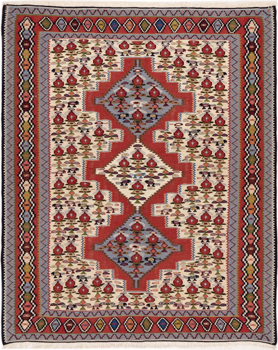 Tapete persa Kilim Senneh 154x124 154x124, Tapete persa Atado à mão