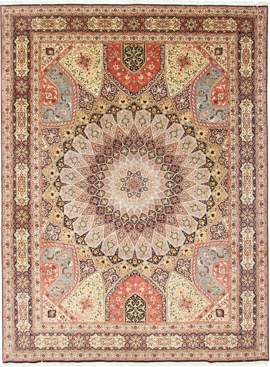 Tapete persa Tabriz 50Raj 13'0"x9'9" 13'0"x9'9", Tapete persa Atado à mão