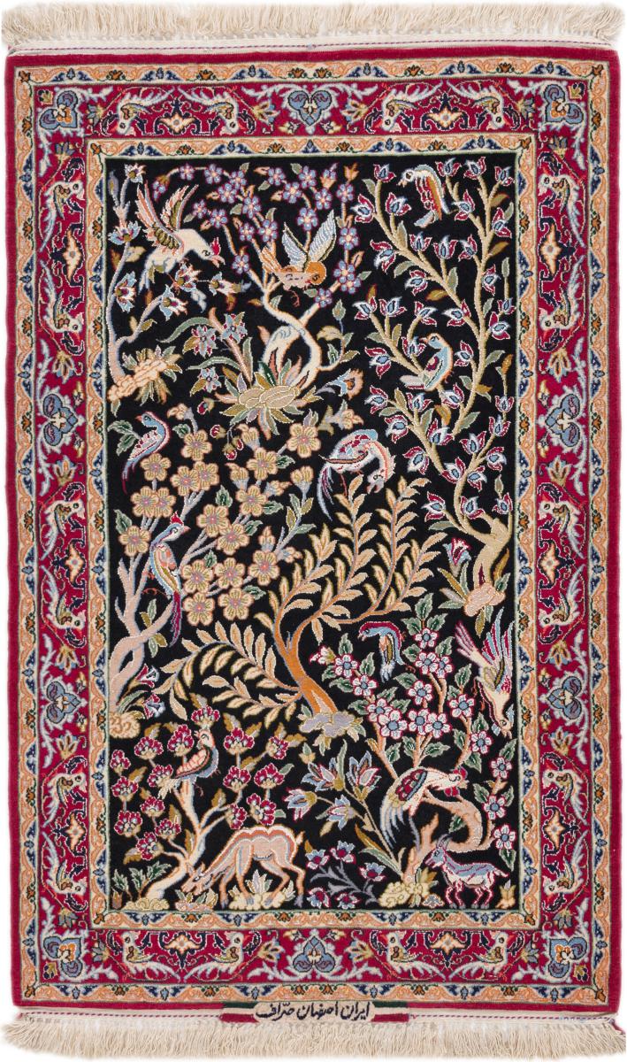 Persian Rug Isfahan Signed Silk Warp 110x70 110x70, Persian Rug Knotted by hand