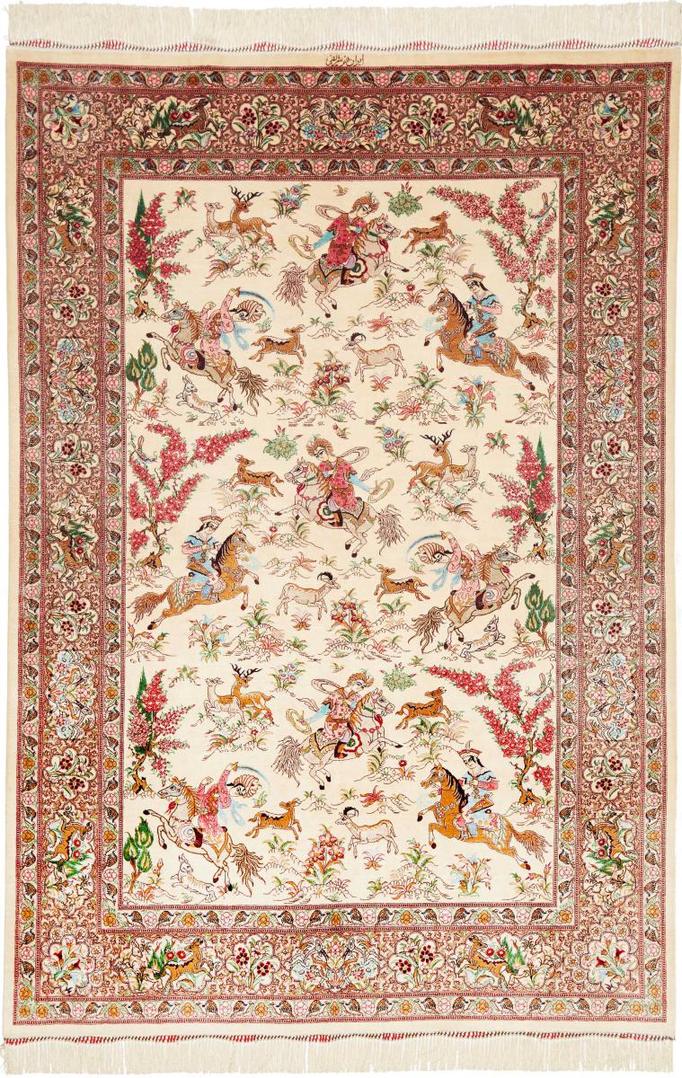 Persisk tæppe Ghom Silke 199x134 199x134, Persisk tæppe Knyttet i hånden