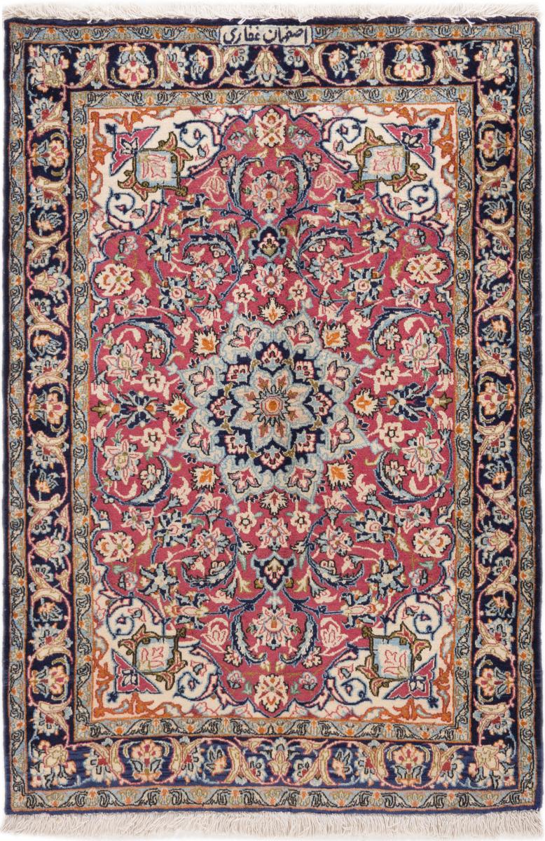 Persian Rug Isfahan Signed Silk Warp 100x67 100x67, Persian Rug Knotted by hand