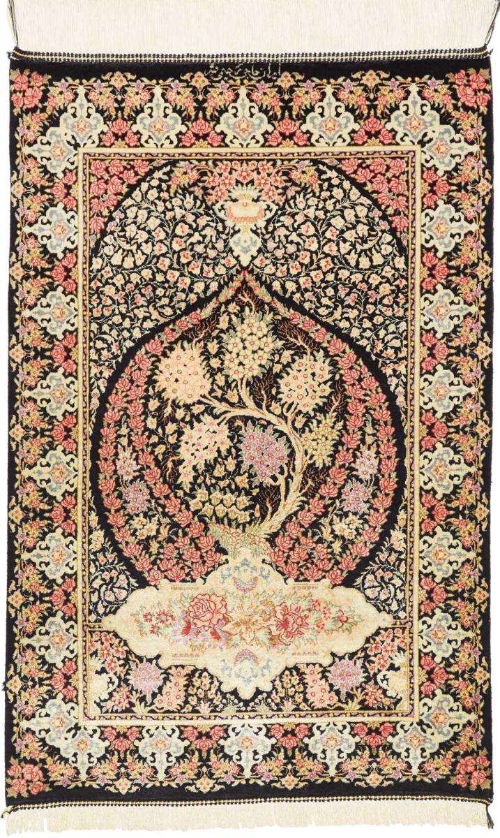 Perzisch tapijt Qum Zijde 87x56 87x56, Perzisch tapijt Handgeknoopte