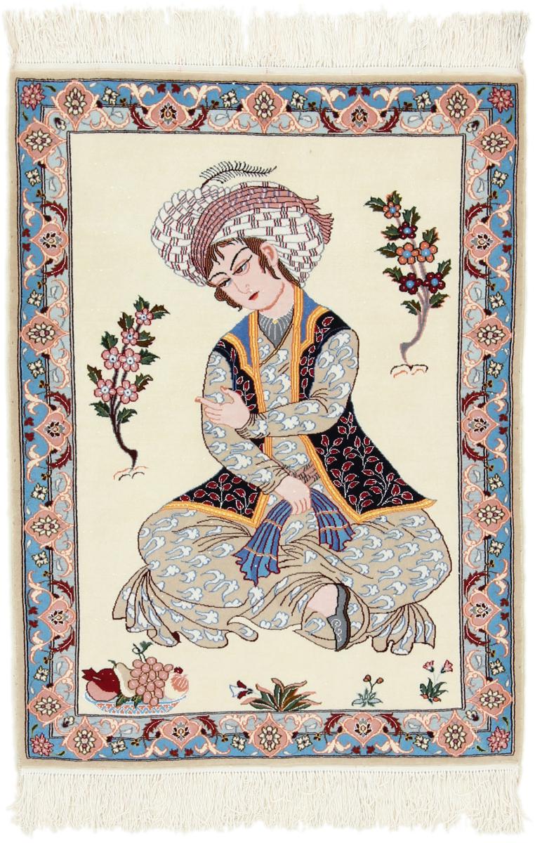Perzsa szőnyeg Iszfahán Selyemfonal 110x80 110x80, Perzsa szőnyeg Kézzel csomózva