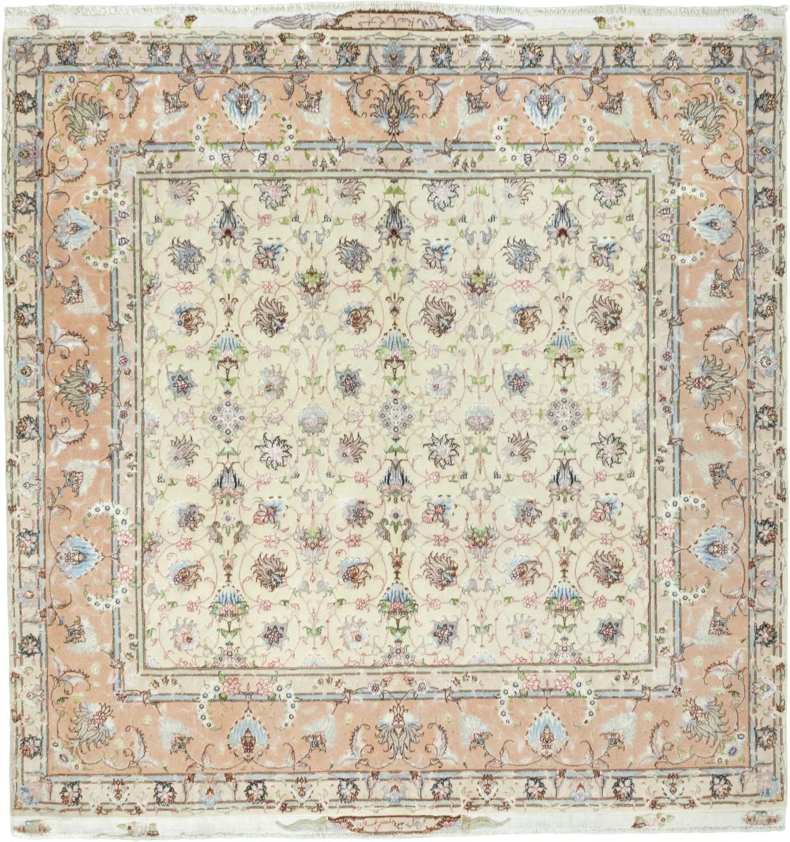 Tappeto persiano Tabriz 50Raj Ordito in Seta 206x195 206x195, Tappeto persiano Annodato a mano