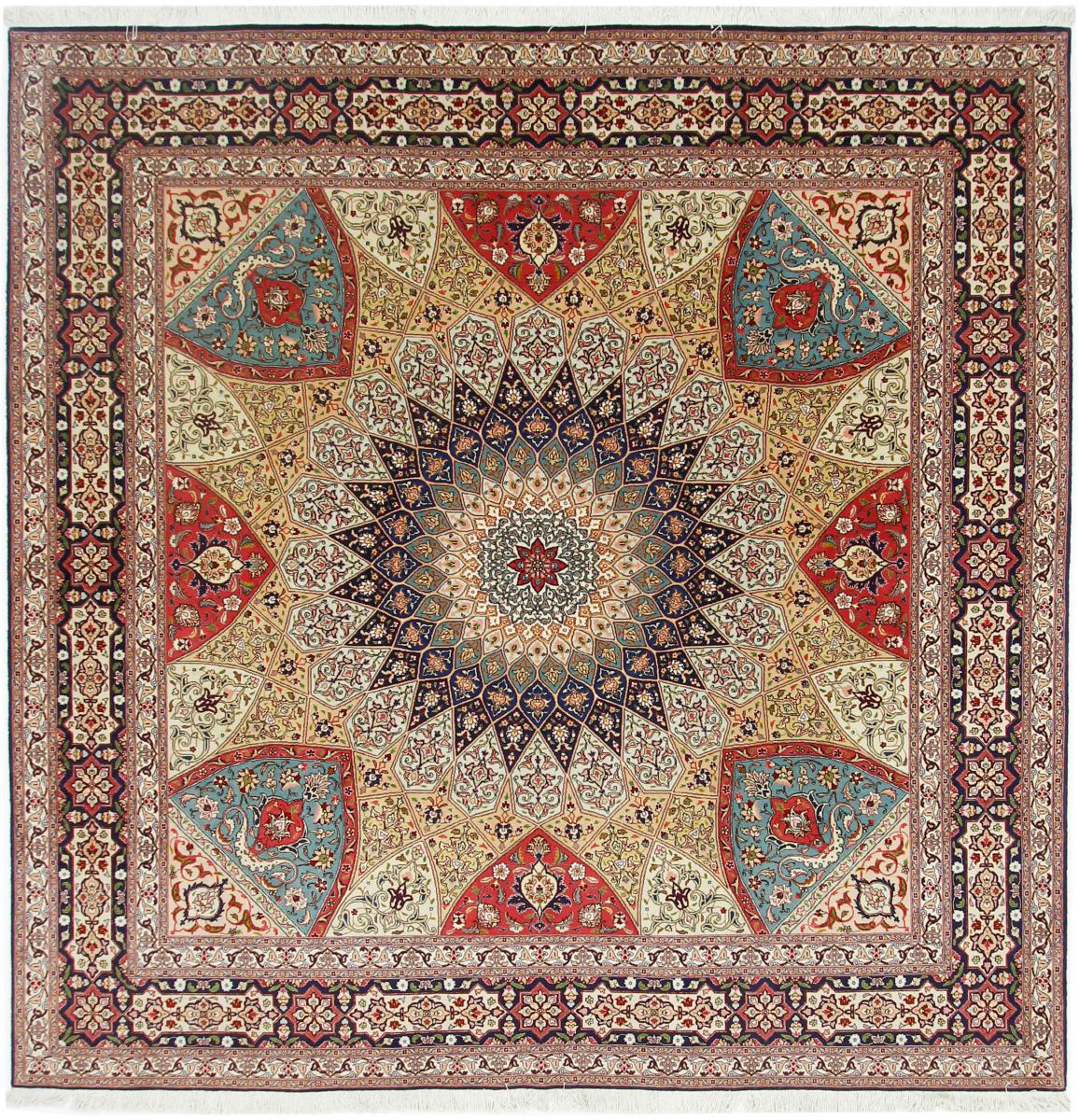 Tapete persa Tabriz 50Raj 252x252 252x252, Tapete persa Atado à mão